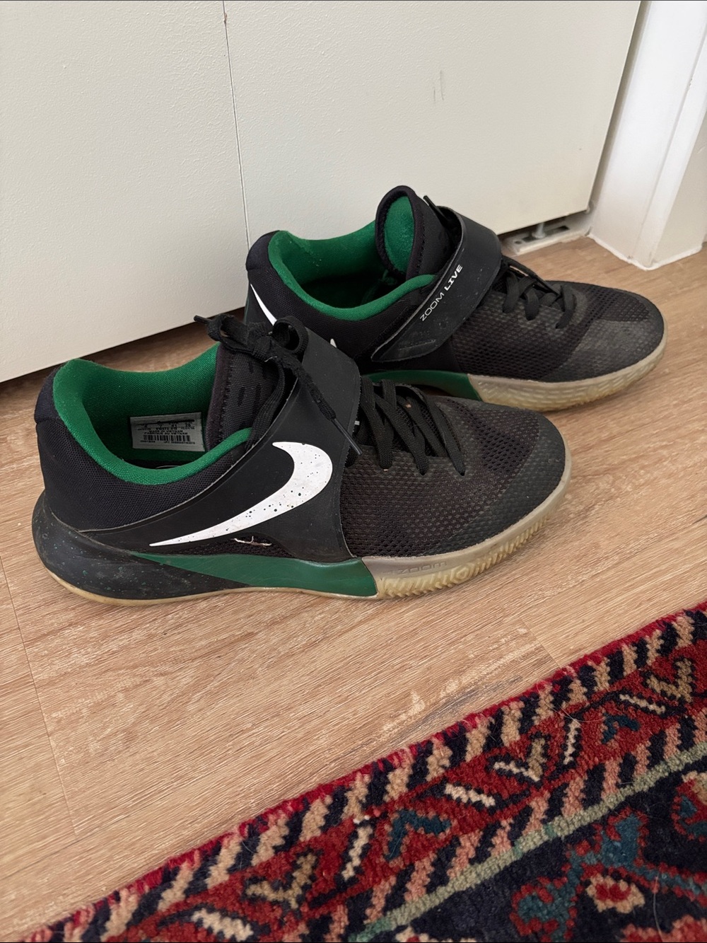 Nike Black Athletic Shoes with Green Interior - Picture 2 of 5